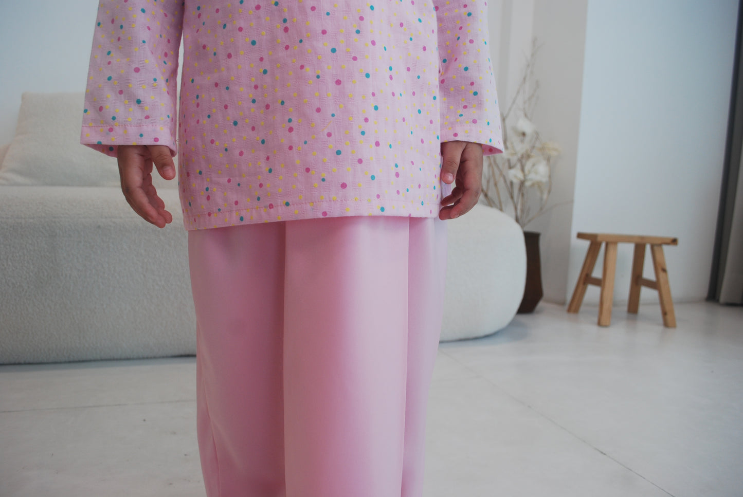 Sweetheart Pink Polka Dot Kurung