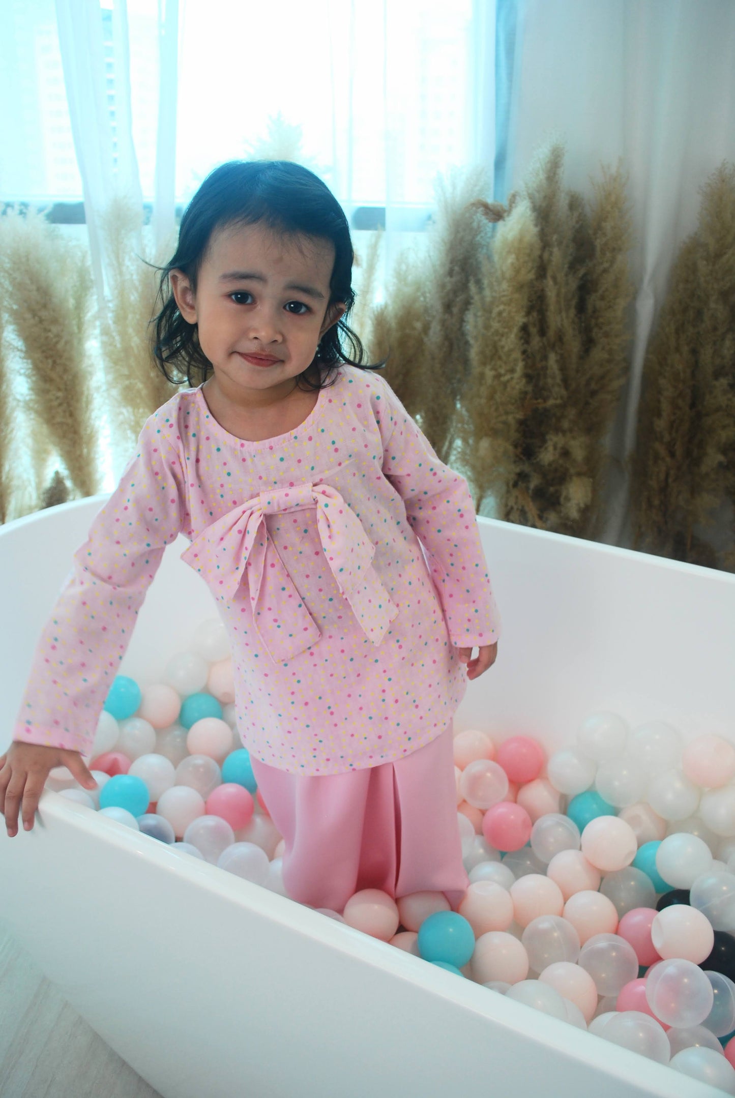 Sweetheart Pink Polka Dot Kurung