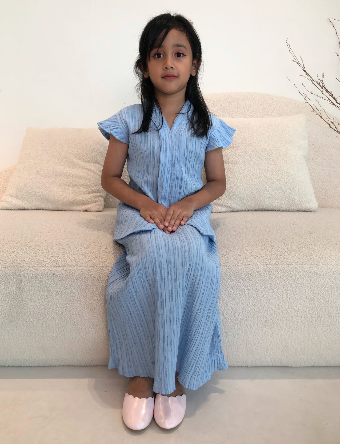 Cornflower Blue Pleated Kebaya