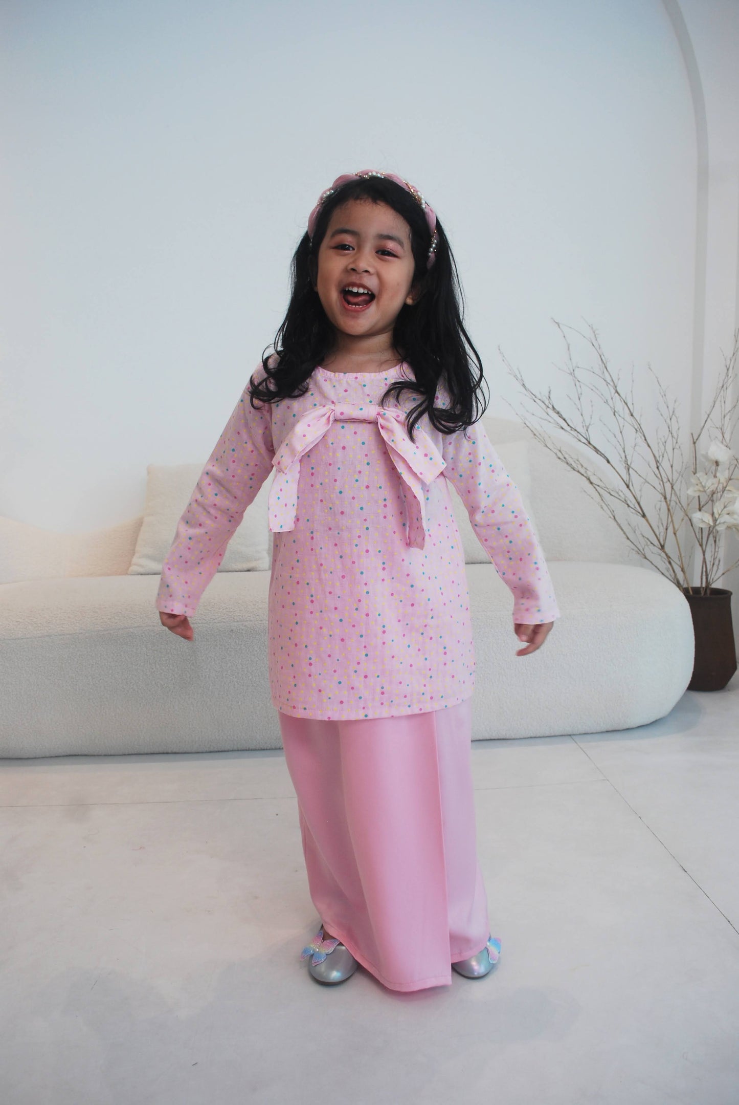 Sweetheart Pink Polka Dot Kurung