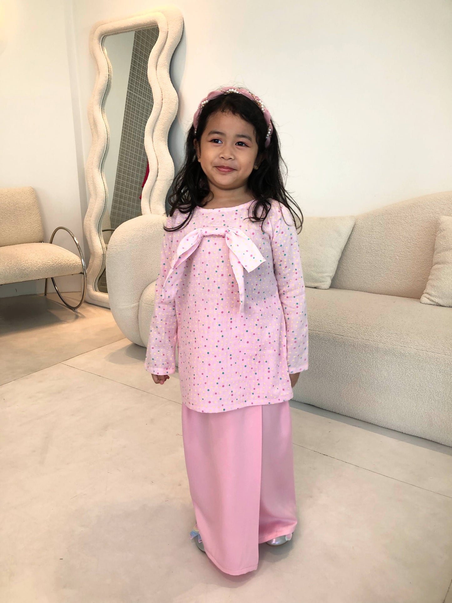 Sweetheart Pink Polka Dot Kurung